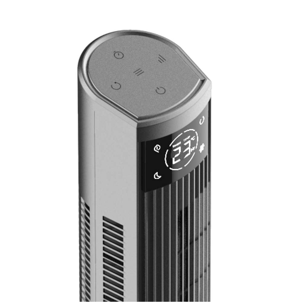 Cecotec - Ventilatore a torre EnergySilence 9090 Skyline Ionic da 119 cm, 45 W, ionizzatore, schermo LED touch, telecomando, 3 modalità e velocità, timer 12 ore, oscillazione 70º,Altezza 47",Grigio