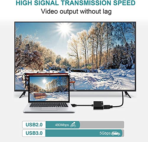 Image of ETZIN USB to HDMI VGA Adapter, USB3.0 to VGA HDMI Adapter Converter Support HDMI VGA Sync Output 1080p Compatible with Windows 7 /8 /8.1 /10 Monitor Display Video Adapter Converter