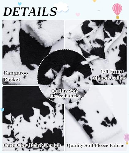 Image of EARKOHA Girls Cow Print Sherpa Fleece Jackets Fall Winter Outerwear