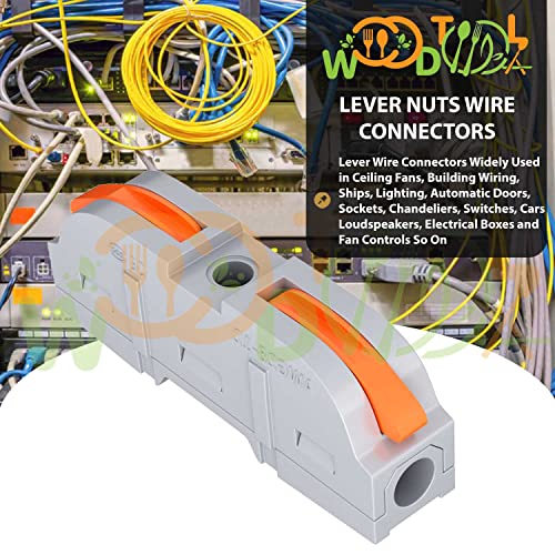 Image of Quick Electrical Connector - 1 to 1 Inline Wire Connectors - Splicing Assortment - Wire Terminals for Circuit - Lever Connectors (4pcs, 1 to 1 Inline, Orange)