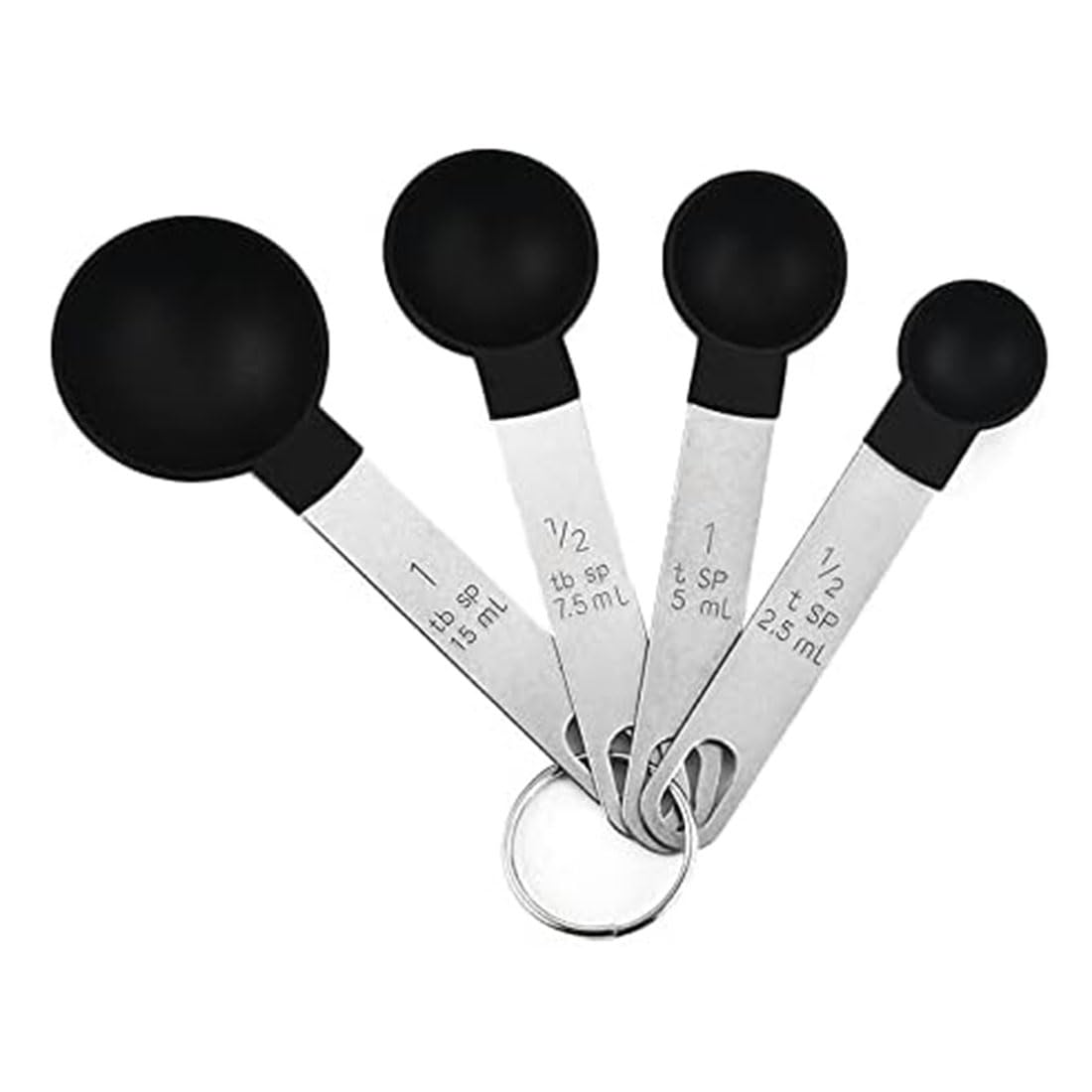 LIDOUK Measuring Cups and Spoons Set, for Measuring Dry and Liquid Ingredients Small Teaspoon with Plastic Head 8 Pcs(Black - Image 3