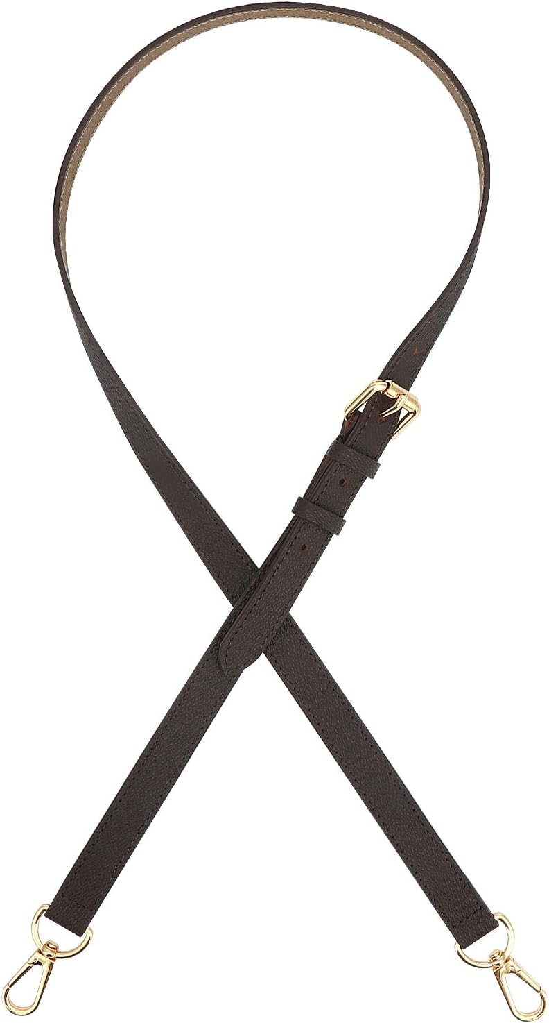 Vachetta Leather Adjustable Crossbody Straps for Purses and Handbags, Genuine Leather Purse Strap Replacement for Crossbody, Shoulder Bag, Fit for LV Onthego Bag, with Gold Metal Buckle, 39-44 Inch