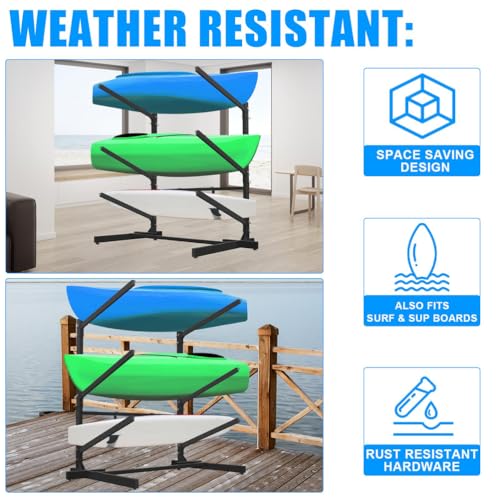 Generisch Dieses Kajak-Lagerregal mit Paddelhaken – EIN Robustes, wetterfestes, freistehendes Regal für die Garage, verstellbare Aufbewahrungsmöglichkeit im Freien für Kajaks, Kanus und Surfbretter.