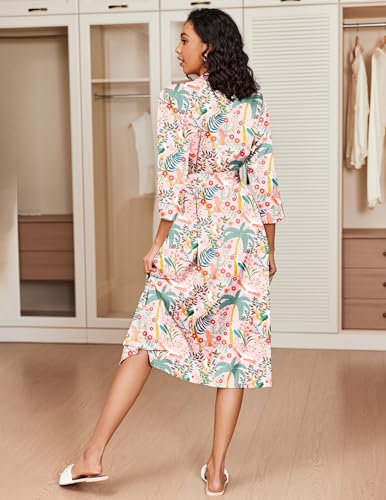 Image of Ekouaer Silk Robes for Women Long Satin Bride Bridesmaid Wedding Party Robes Lightweight Sexy Sleepwear with Pockets