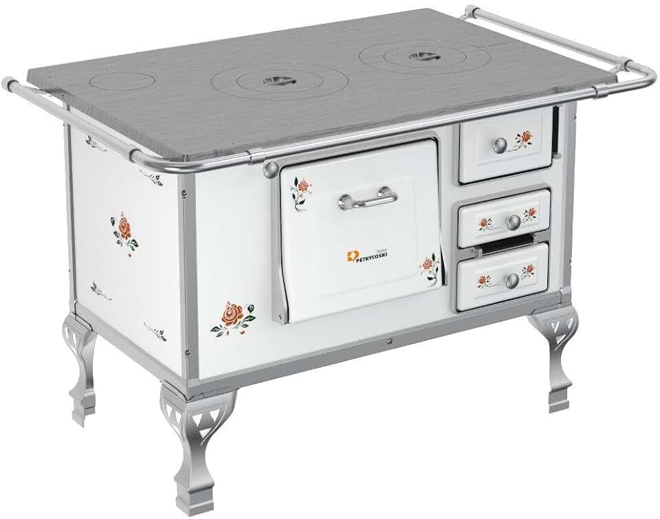 Fogão a Lenha Petrycoski N2 Esquerdo Floral Chapa em Ferro Fundido Sem Tampa