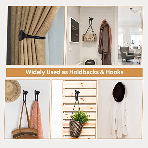 KAMANINA Curtain Holdbacks 2 Pack Wall Mounted Black Drapery Tiebacks - image 4
