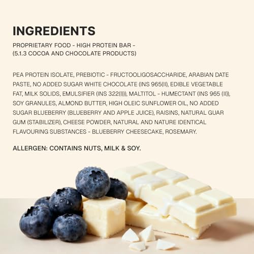 Image of Phab Cheat Protein Bar - Blueberry Cheesecake | High Protein Snack (15g) | No Added Sugar | Low Calorie Fudge Bar | Healthy Guilt-Free Snack | Pack 12-50g each