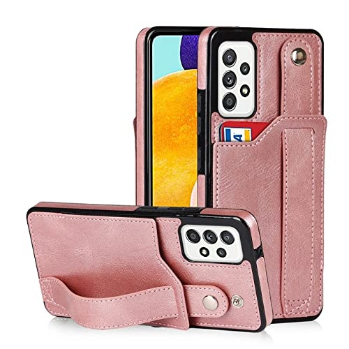 Étui en cuir pour Samsung Galaxy S22 et S21 Plus chic avec support intégré rose doré