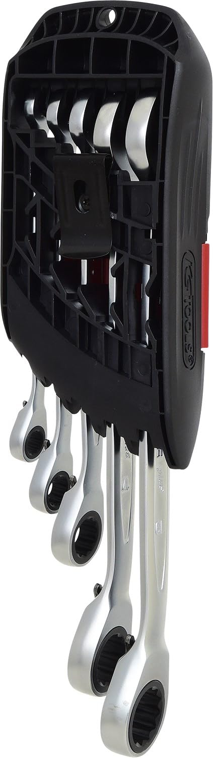 KS Tools 503.5905 DUOGEAR+Zestaw kluczy płasko-oczkowychz2-stronną funkcją grzechotki, przełączane