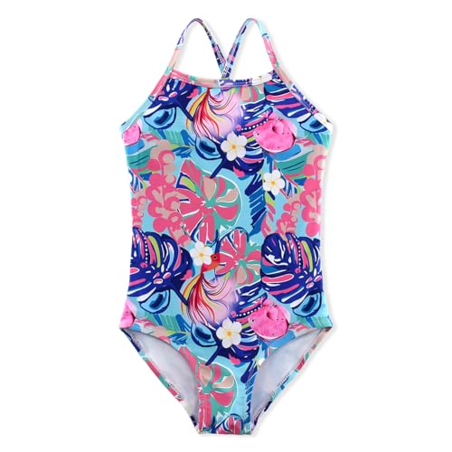 Image of Girls One-Piece Swimsuit with Adjustable Straps, Quick-Dry Design, Perfect for Pool, Beach, Surfing, Ages 2-12