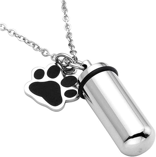 Miniatura 3 de OIJH Urna Cremación Recuerdo Cenizas Urnsurn Acero Inoxidable Cremación Cachorro Perro Perra Cilindro Contenedor Urna Memorial Colgante Collar