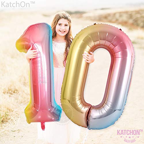 Image of KatchOn Large, 40 Inch Rainbow Number 0 Balloon - Colorful, Giant Foil Mylar Balloon for Unisex Kids & Adults - Multicolor, 1 Count, Anniversary, Birthday, Unisex, All Ages