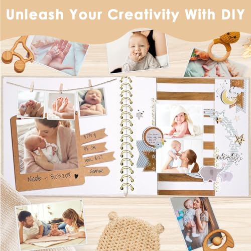 Image of HASTHIP DIY Photo Album Scrapbook, 10 Inch Scrap Books for Memories, Spiral-Bound Hardcover Art & Craft Album for Photos Collection Family Keepsakes, Wedding, Travel and Baby Memory