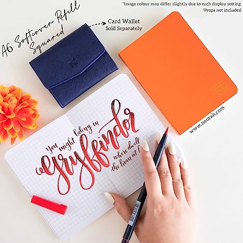 Image of NEORAH -A6 Checked Notebook (Square Ruling) SOFT COVER Organiser REFILL | 110 GSM | 160 pages (Size 14.8 cm x 10.5 cm) Planner Journaling Writing Note Taking Diary,Travellers Journal - Orange