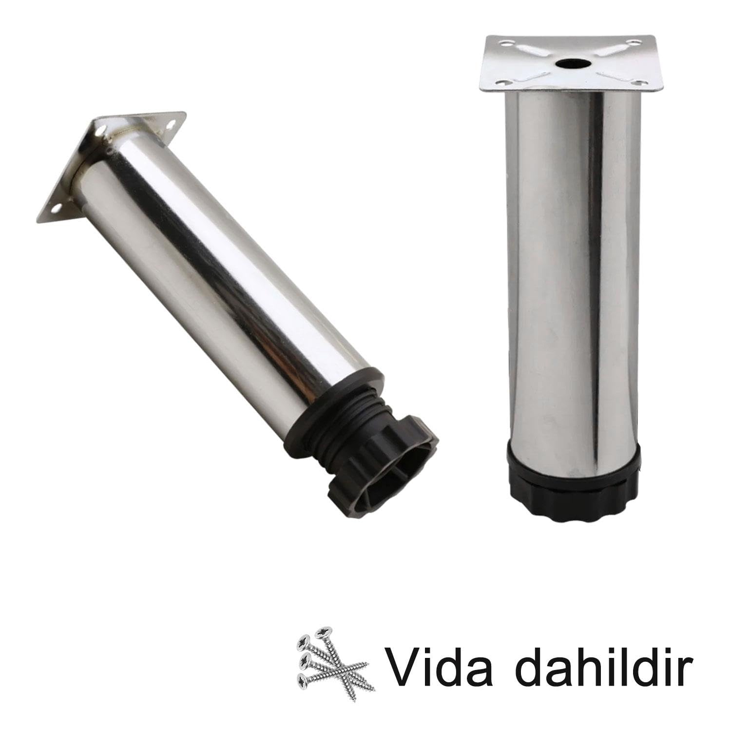 Tuğra Ayarlanabilir Pingolu Krom Mobilya Dolap Ayağı Metal 4lü 15 cm - 4 Adet