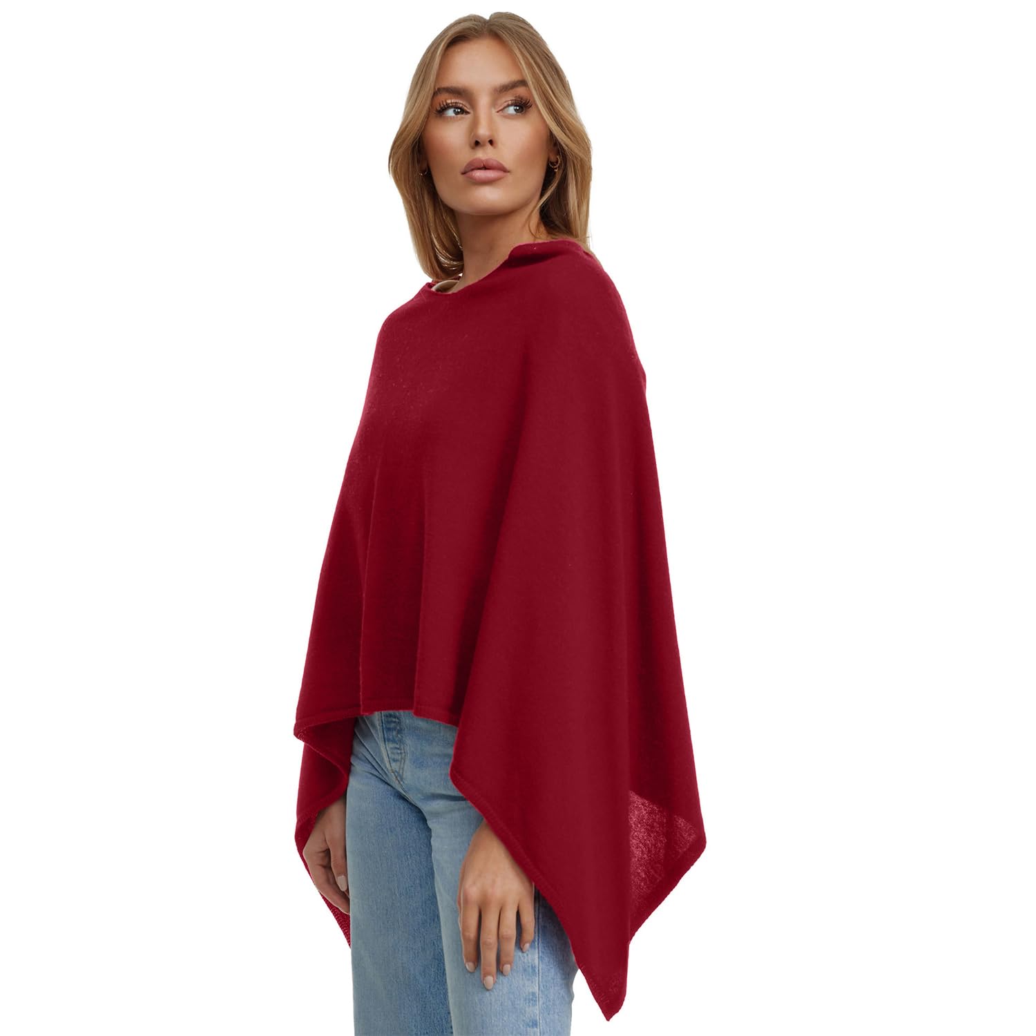 Glamexx24 Damen Strick Poncho Unifarbe Cape Feinstrick XXL Pullover Umhängetuch Eleganz Stil und Komfort für Frühling und Herbst Made in Italy