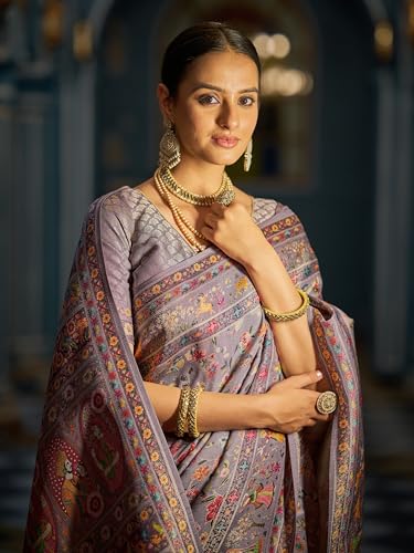 Image of SWORNOF Womens Kanjivaram Banarasi Silk Saree Kanchipuram Patola saree