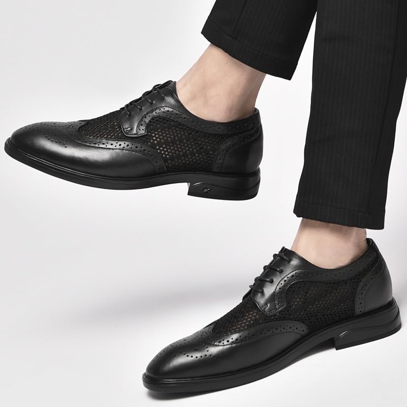 Mens Oxford Dress Shoes Uniform Waterproof Leather Lace Up Brogue Non Slip Slip Resistant Rubber Sole Wedding Formal Work Shoes for Men2