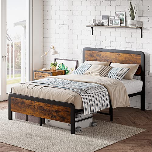 Idealhouse Full Bed Frame With Headboard, Platform Bed Frame With Safe Rounded Corners & Strong Metal Slats Support, Mattress Foundation/Noise-Free/No Box Spring Needed #TOP2