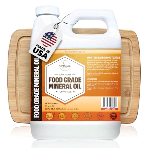 Food Grade Mineral Oil (32 Oz) | Food Safe Cutting Board Oil for Butcher Blocks, Salad Bowls,...