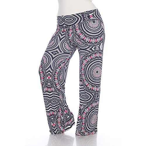 white mark Women's Plus Size Geometric Print Palazzo Pants