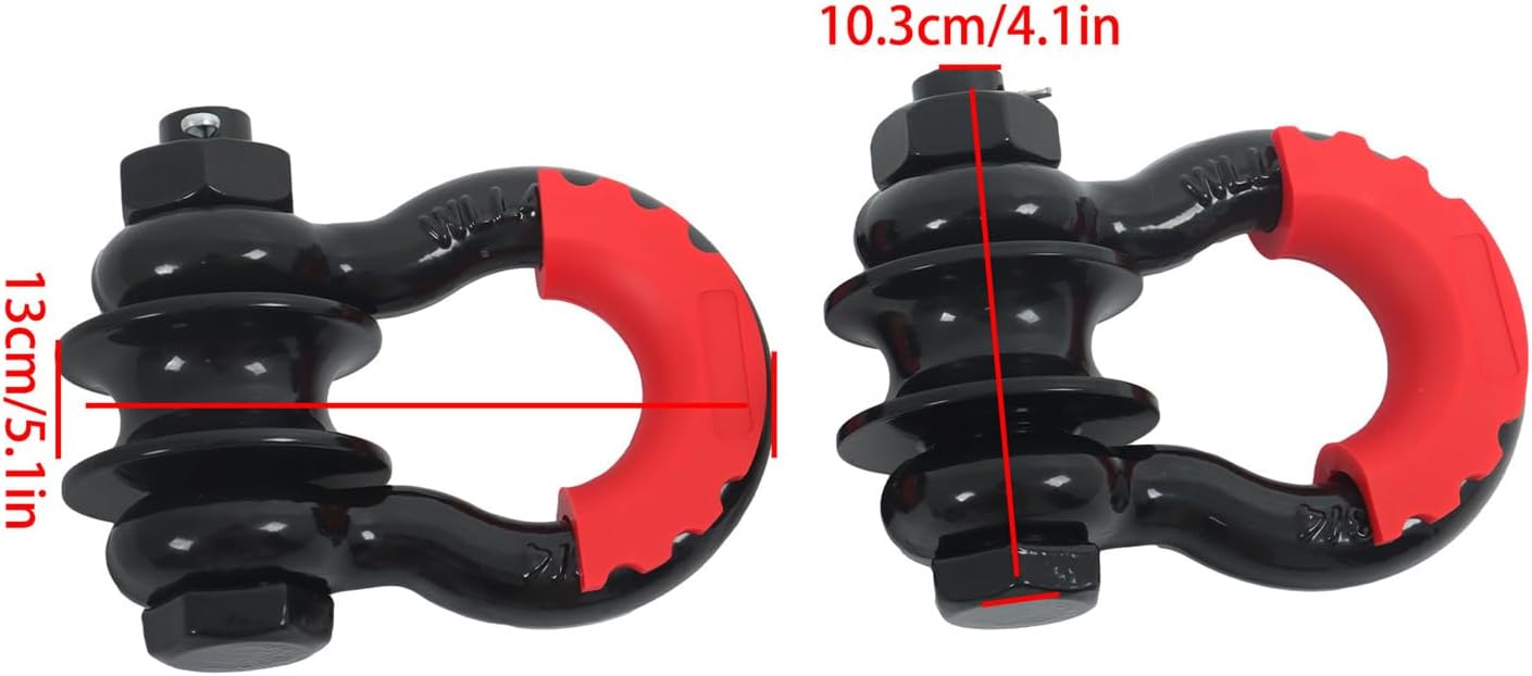 LABLT Black Upgraded Snatch Block 3/4" D Ring Shackle 2 Pack 22,000lb Break Strength with Towing Pulley Heavy Duty Offroad Recovery Accessory for Truck Tractor ATV UTV