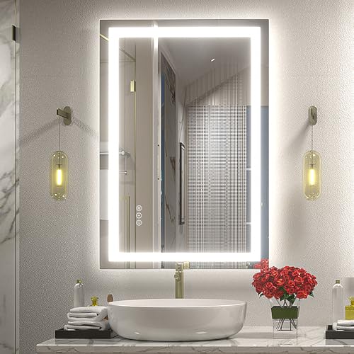 CHARMOR 24x36 LED Bathroom Mirror with Backlit and Front Lights, Lighted Bathroom Vanity Mirror for Wall, Anti-Fog, Memory, Shatter-Proof, ETL Listed (Horizontal/Vertical) by CHARMOR - Used condition - US$69.16