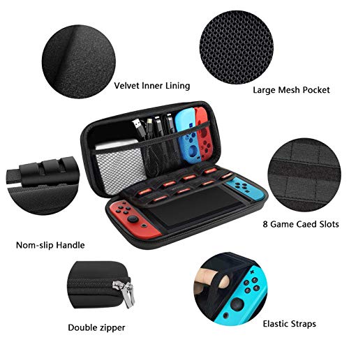 HONEST KIN Portable Nintendo Switch Lite Case with 8 Games Cartridges Protective Hard Shell Travel Nintendo Switch Lite Carry Case Pouch for Console & Accessories [Black] - Thumbnail 4