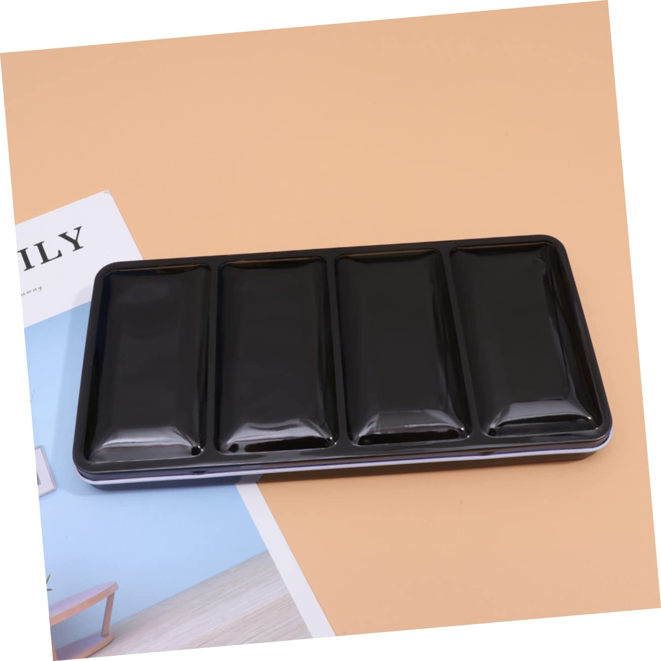 Ciieeo Palette D’aquarelle Vide en Fer Noir, 48 Emplacements