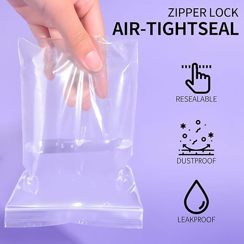 Miniatura 6 de 100 bolsas pequeñas con cierre de cremallera, bolsas de plástico pequeñas transparentes de 2 mil de grosor, fuertes y duraderas, con cierre superior