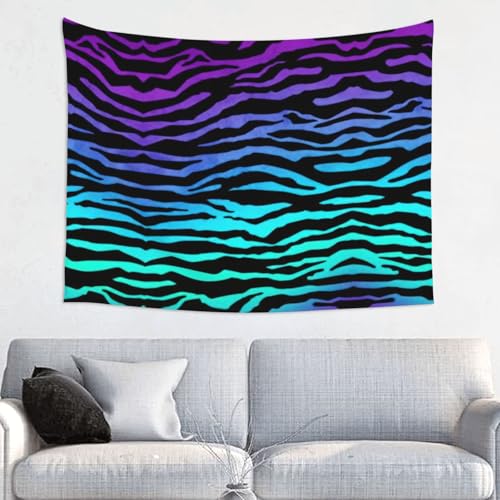 eeprty Tapiz con estampado de rayas de cebra de camuflaje morado, azul y
