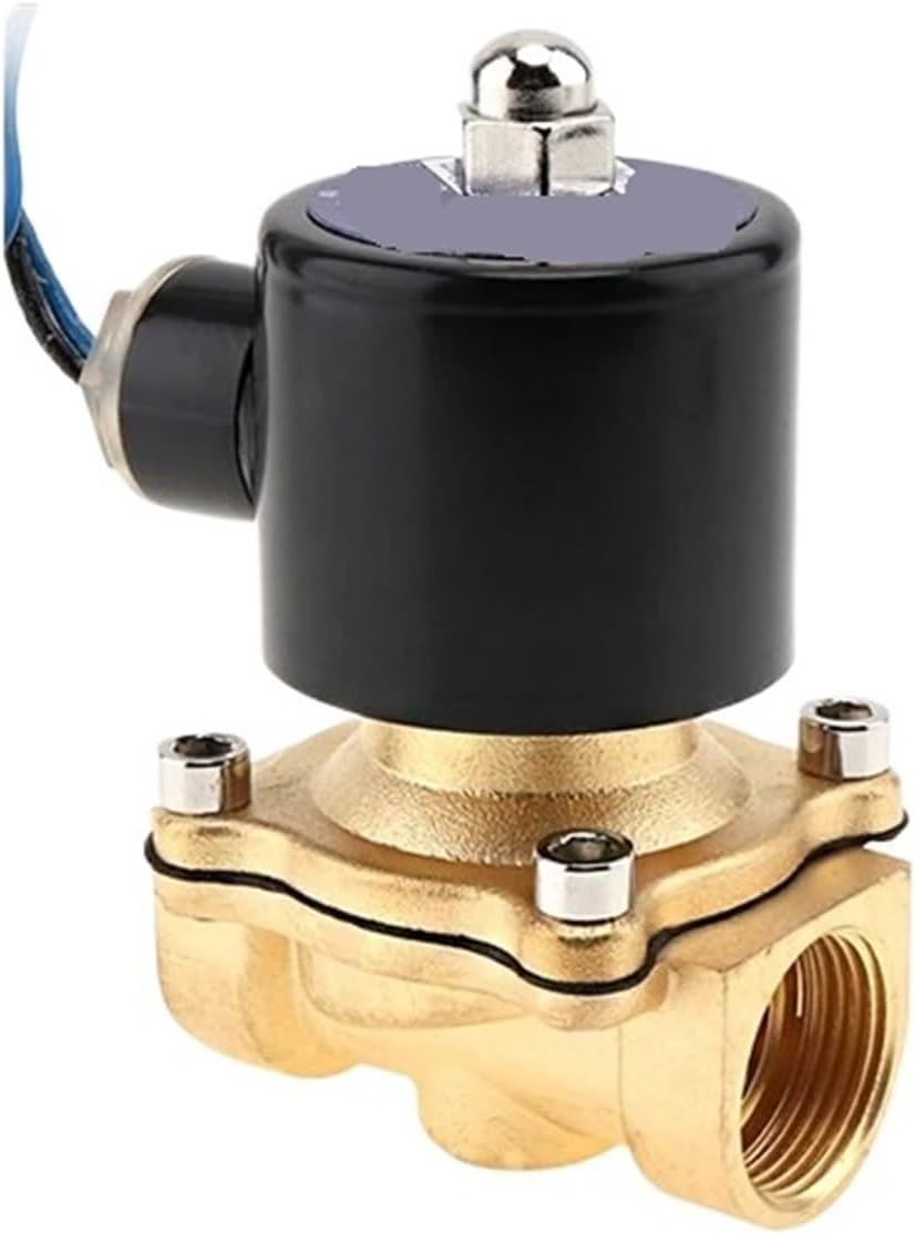 3/4" Electric Solenoid Valve DC 12/24V AC 110/220V Water Solenoid Valve Brass Pneumatic Valve for Water/Oil/Gas(Color:AC 220V)