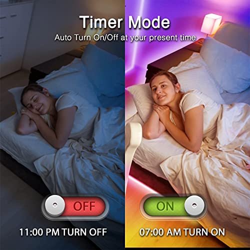 Image of hyrion 50ft USB-Powered RGB LED Strip Lights, Music Sync & Sound-Reactive Color Changing Lights for Bedroom, TV Backlight, Gaming Setup, Bluetooth, IR Remote & Smart App Control