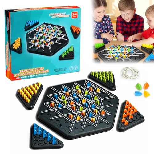 GUBOOM Juego de Triángulos, Chain Triangle Game, Triggler Juego de Mesa GomasTriangulos, Juego de Ajedrez de Triángulo de Cadena, Ajedrez Triangular Educativo para Fiestas y Viajes Niños Adultos