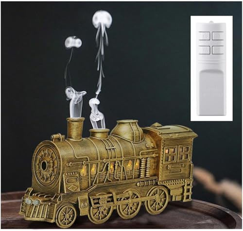 Difusores de tren de Navidad para aceites esenciales con control remoto, humidificador de tren de vapor de aire de aroma vintage de 300 ml, difusor de aceites esenciales de aromaterapia, con luz LED