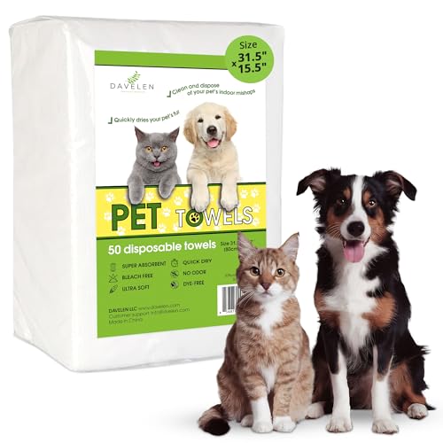 Image of DAVELEN Disposable Pet Towels (White, 31 by 15 inches Each Towel(Pack of 50))