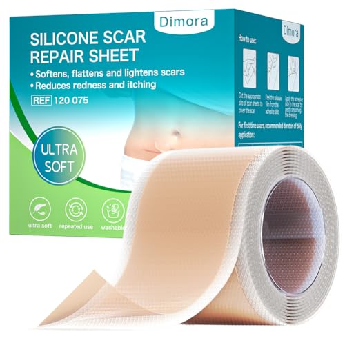 Dimora Waterproof Silicone Scar Sheets - Medical Grade Hypoallergenic Silicone Scar Tape (4cm*1.5m) Ultra-Soft Scar Treatment for Surgical Scars C Section Tummy Tuck Keloid Treatment