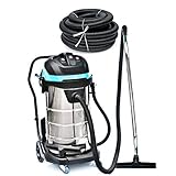 Industriestaubsauger mit langem 10-Meter- Saugschlauch, 100-Liter Behälter aus Edelstahl, Industriesauger sehr starke 3400 Watt, Nasssauger PROFI, Sauger nass trocken, Staubsauger, Industrie-Staubsauger für Werkstatt und Baustelle