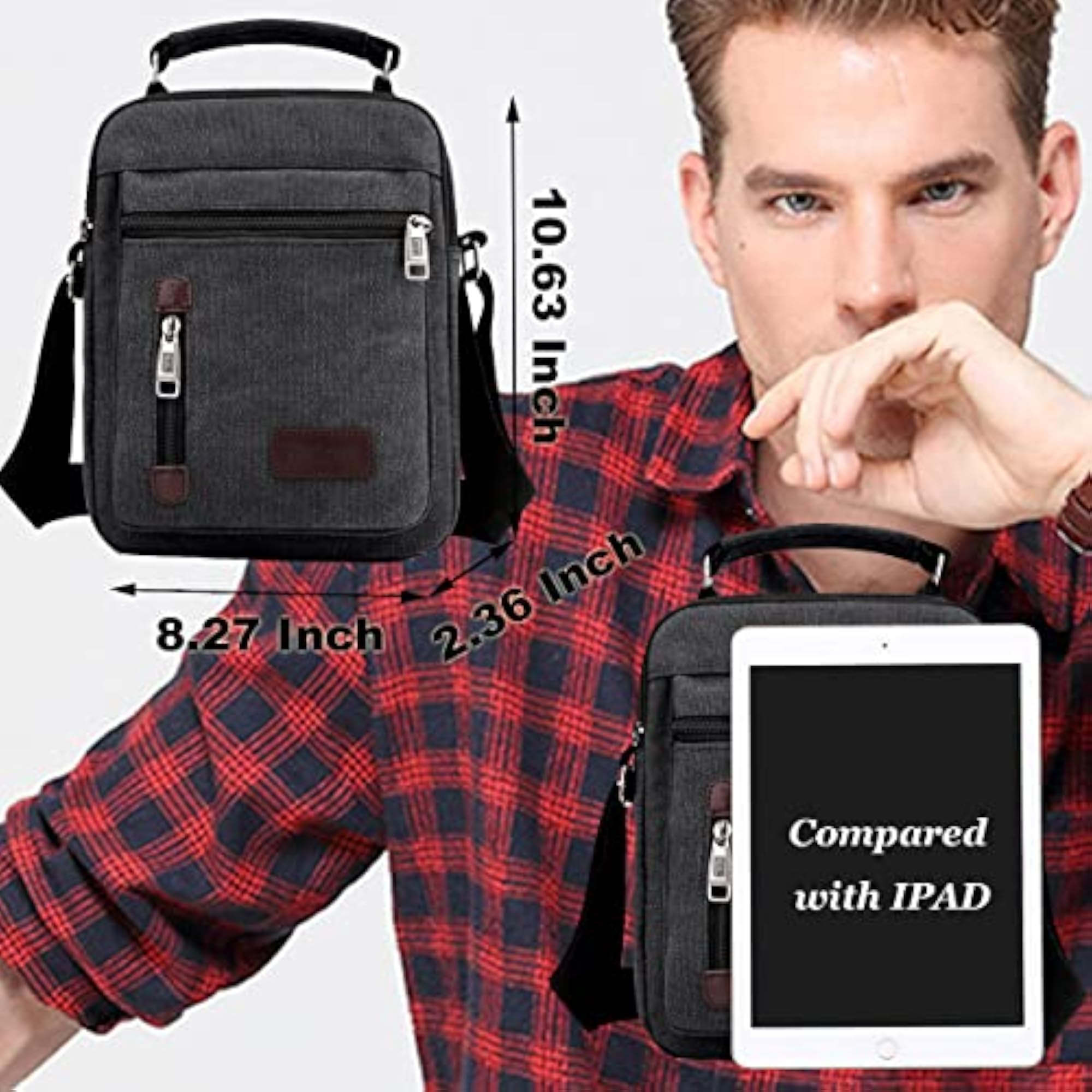 Men's Canvas Messenger Bag, Large Capacity Casual Handbag