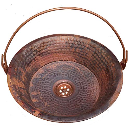 Rustic Pan Panning Vessel Copper Bathroom Bucket Sink