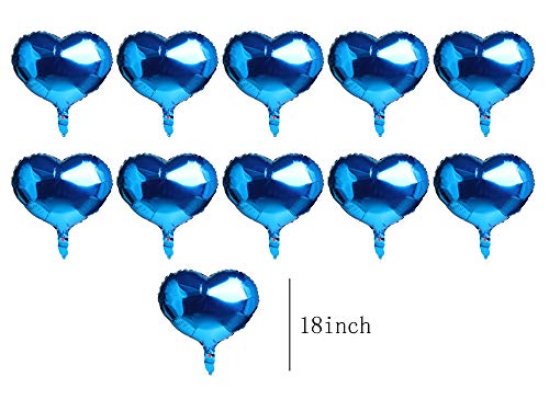 Image of 10 Pcs 18 Inch Blue Heart-Shaped Foil Balloon Mylar Balloon Birthday Party Decoration Supplies