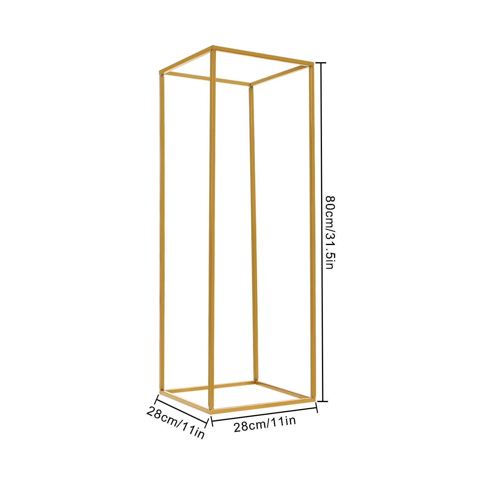 2 złote wazony weselne, kolumna, dekoracja na stół, metalowa, na podłogę kwiatową, waza weselna, złote uchwyty na kwiaty, do domu, na imprezę, wesele, 80 x 28 x 28 cm