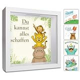 GLÜCKSWOLKE - Spardose Kinder I Dschungel-Tiere Motive I Geldgeschenke Verpackung I Sparschwein groß I 3D Objektrahmen zum Befüllen I Sparkasse Sparbüchse als Geld Geschenk für Junge & Mädchen