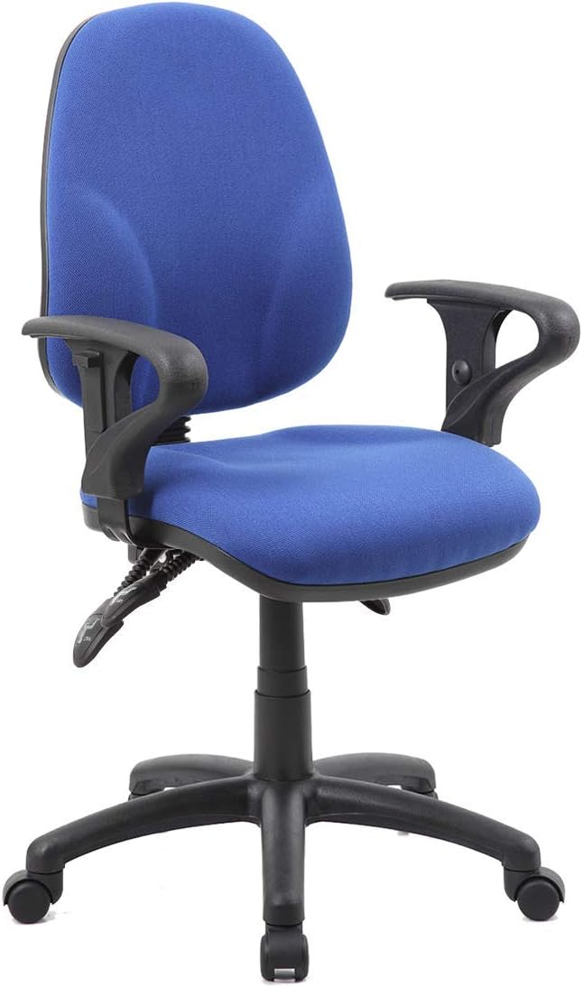 Office Furniture Online Comfort Ergo 3-Lever Black Base Operator Chairs - With Adjustable Arms - Blue
