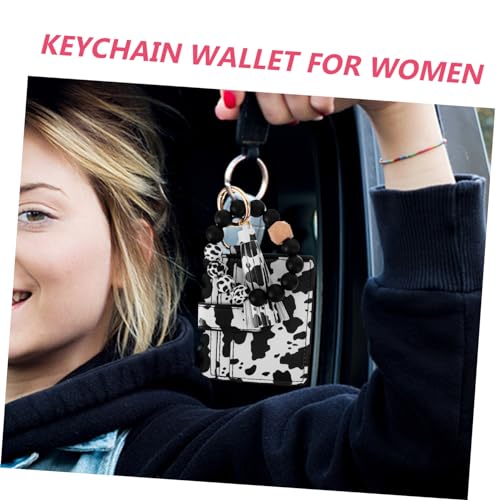 Women's Wallet Wristlet Cow Pattern Beaded Clutch Fashionable Id Case Compact Purse4