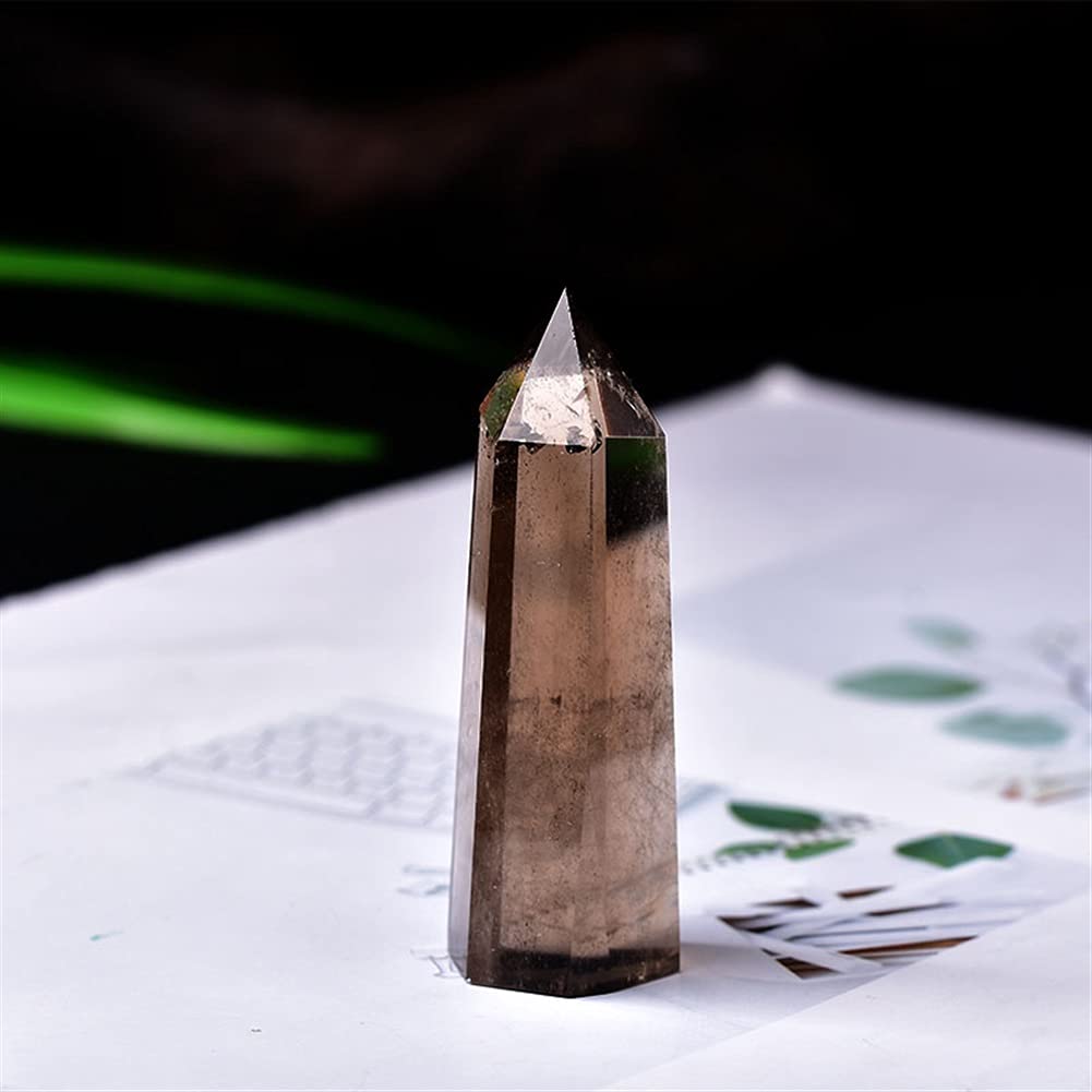 Domowe Kolekcje Kryształ 1 PC Naturalny Kwarc Herbata Kryształ Punkt Dymny Kamień Sześciokątne Pryzmaty Kwarcowy Różdżka Obelisk Kamień DIY Prezent (Rozmiar: 51-60mm)