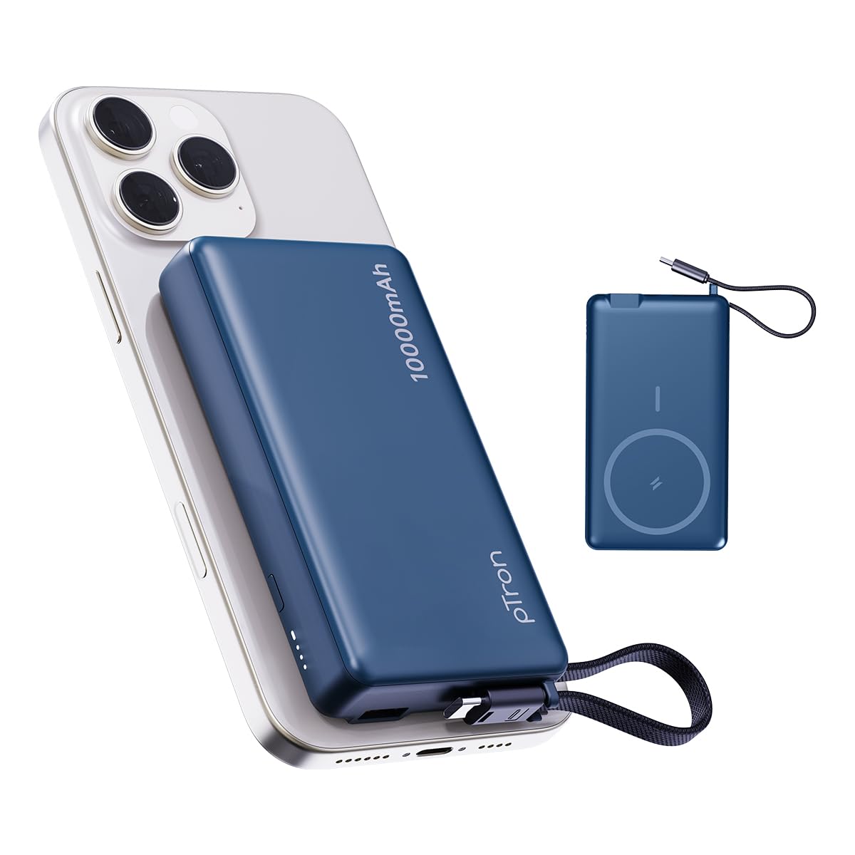pTron Dynamo Dash Magnetic Wireless 10000mAh Fast Charging Slim Power Bank, Strong Magnet, 22.5W Output, Compatible w/iPhone 12/13/14/15/16, Android & Other Qi Enabled Devices, Type-C Input (Blue)-image-39