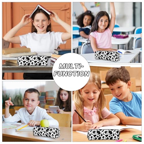 Image of Cow Print Pencil Case for Girls Boys Small Leather Pencil Pouch Pencil Bags with Zipper for School Office College Back to School Gifts