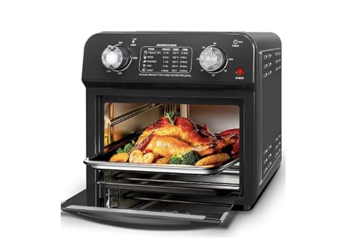 Air Fryer Oven 13 Quart, Oil-less Air Fryer Toaster Oven with Digital Recipe, 1500W, Black