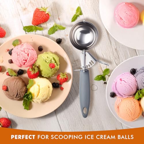 JUNADAEL J 4 OZ Scoop, Large Ice Cream Scoop With Trigger, Disher, Size #8 (1/4 Cup) Cookie Scoop, Muffin Scoops, Gray Handle, For Cookie Dough, Cupcake Batter, Muffin, Ice Cream - Thumbnail 6